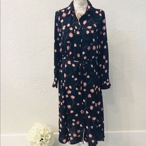 Who What Wear Floral LS Flared Panel Midi Dress S